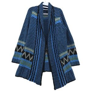 Notations Cardigan Size L Geometric Chunky Knit Open Front Duster Sweater Boho